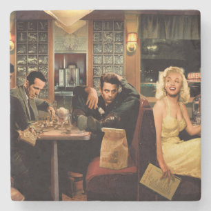 Porta-copo De Pedra Placa azul