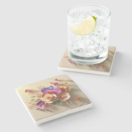 Porta-copo De Pedra Placa de saudação 3D do primavera Blossomo - Rosas