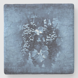 Porta-copo De Pedra Placa de Uvas Azuis Vintage
