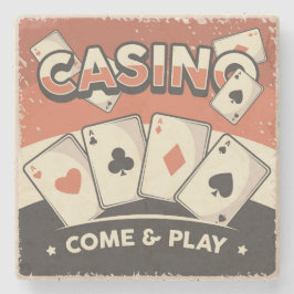 Porta-copo De Pedra Placas de Poker de Grunge Clássica Retroativa