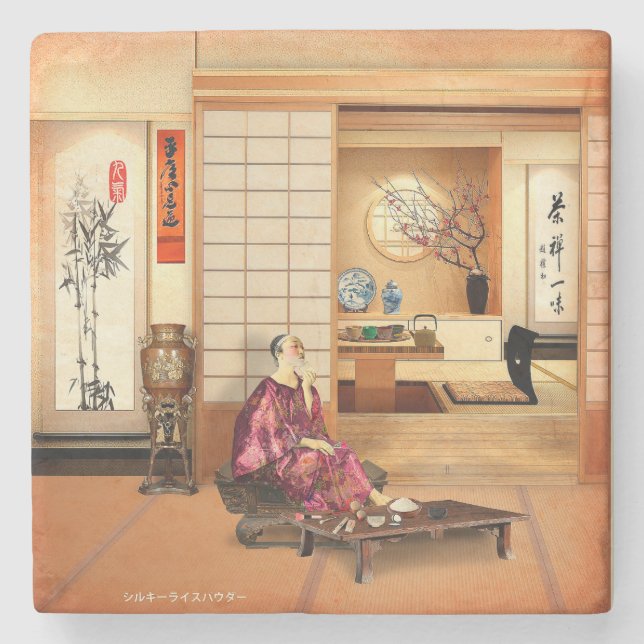 Porta-copo De Pedra Pó De Arroz Silky (Frente)