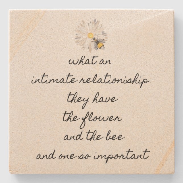 Porta-copo De Pedra Poema das abelhas (Frente)