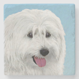 Porta-copo De Pedra Polonês Lowland Sheepdog Painting - Original Dog A