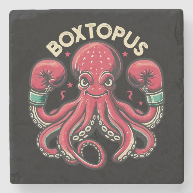 Porta-copo De Pedra Polvo de Boxe - Boxtopus (Frente)