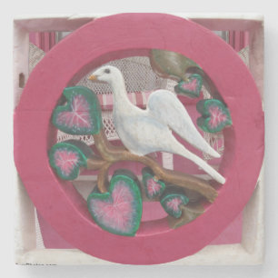 Porta-copo De Pedra Pomba Branca a Rosa - Vinha de Martha