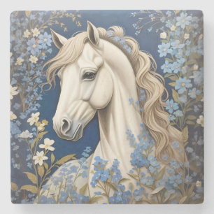 Porta-copo De Pedra Pônea Branca Elegante E Esquece-Me-Nozes