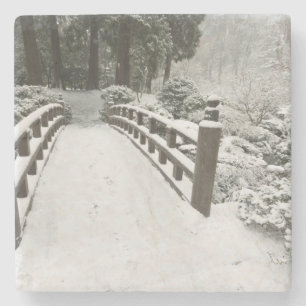 Porta-copo De Pedra Ponte da lua coberta de neve, Jardim Japonês