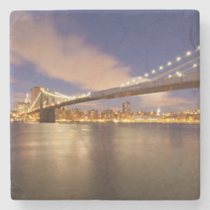 Porta-copo De Pedra Ponte de Brooklyn e Manhattan na noite