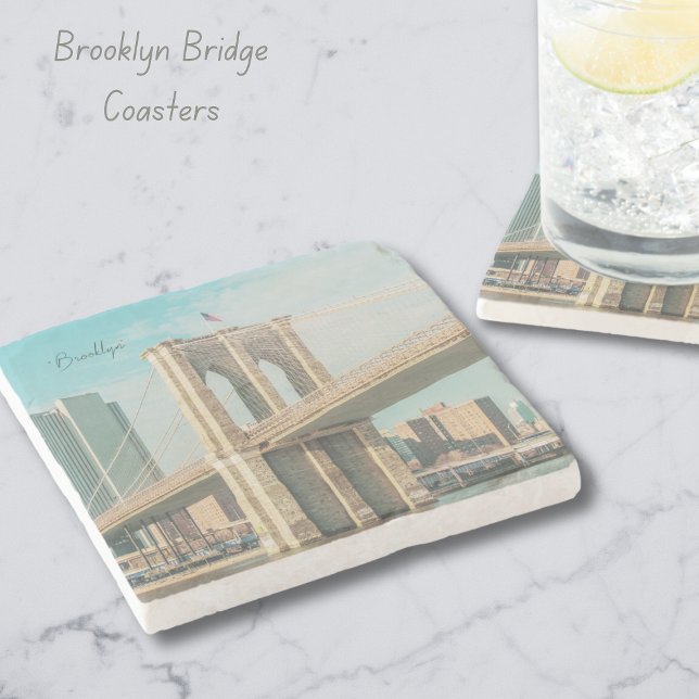 Porta-copo De Pedra Ponte do Brooklyn em Nova Iorque (NY Brooklyn Bridge Coasters)
