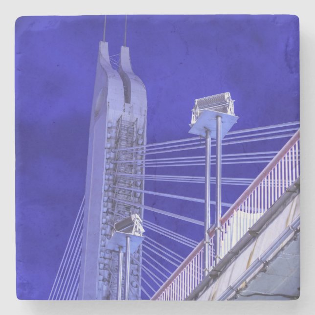 Porta-copo De Pedra Ponte Jiefang Azul (Frente)