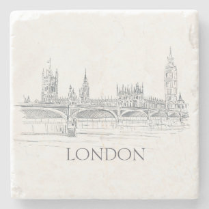 Porta-copo De Pedra Ponte Londres Big Ben e Skyline Ink Drake