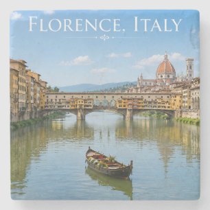 Porta-copo De Pedra Ponte Vecchio Paisagem Urbana Romântica Arte