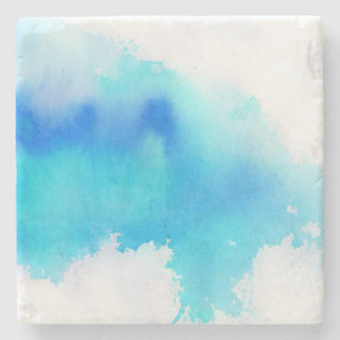 Porta-copo De Pedra Ponto azul, pintado mão abstrato da aguarela
