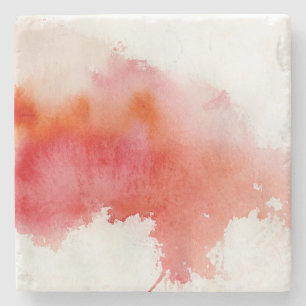 Porta-copo De Pedra Ponto vermelho, pintado mão abstrato da aguarela