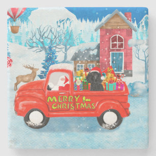 Porta-copo De Pedra Poodle Dog Christmas Delivery Snow