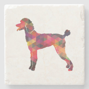 Porta-copo De Pedra Poodle Geo Silhouette Multi