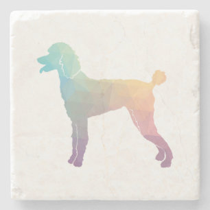 Porta-copo De Pedra Poodle Geo Silhouette Pastel