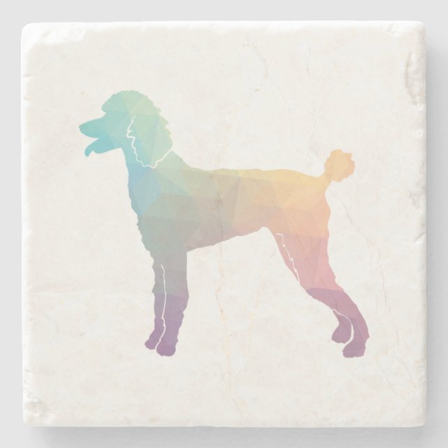 Porta-copo De Pedra Poodle Geo Silhouette Pastel (Frente)