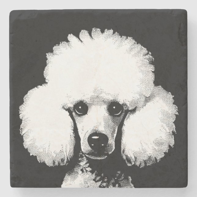 Porta-copo De Pedra Poodle Retro Chic Pop Art (Frente)
