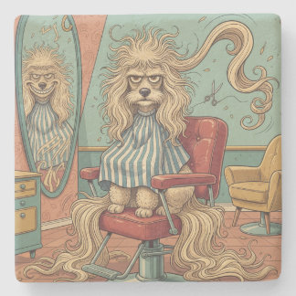 Porta-copo De Pedra Poodle Zangado 