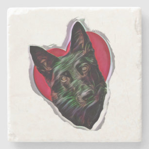 Porta-copo De Pedra PopArt German shepherd Negra