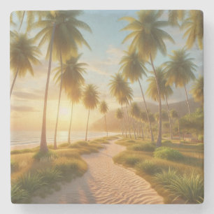 Porta-copo De Pedra pôr do sol Caribe/tropical/praia havaiana