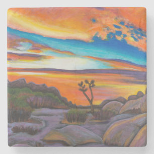 Porta-copo De Pedra Por do sol da árvore de Joshua