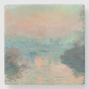 Porta-copo De Pedra Pôr do sol de Monet no Sena Arte Fina Impressionis