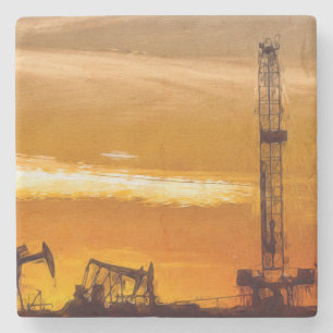 Porta-copo De Pedra Por do sol do campo petrolífero