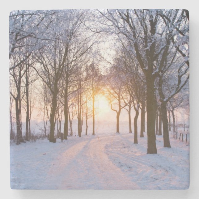 Porta-copo De Pedra Por do sol do inverno (Frente)