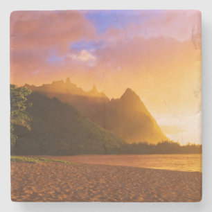 Porta-copo De Pedra Pôr do sol na praia dourada, Havaí