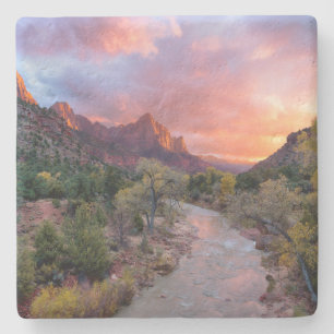 Porta-copo De Pedra Pôr do sol sobre o vigia