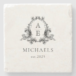 Porta-copo De Pedra Porta copos Clássica do Monograma Personalizado do