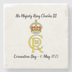 Porta-copo De Pedra Porta copos comemorativa do Rei Carlos III
