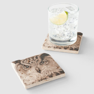 Porta-copo De Pedra Porta copos da aguarela das belas artes da coruja