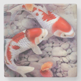 Porta-copo De Pedra Porta copos da pedra dos peixes de Koi