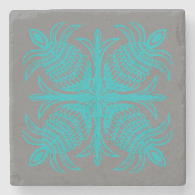 Porta-copo De Pedra porta copos de abacaxi com padrão de colcha (Frente)