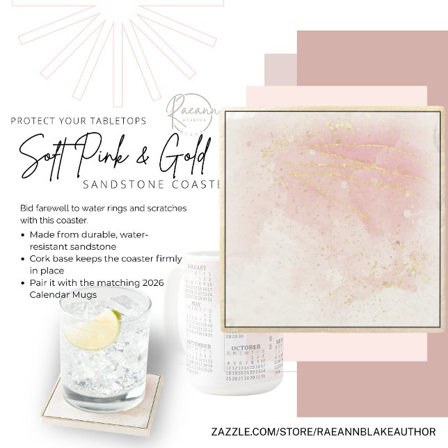 Porta-copo De Pedra Porta copos de arenito Dourado e Rosa Suave (Criador carregado)