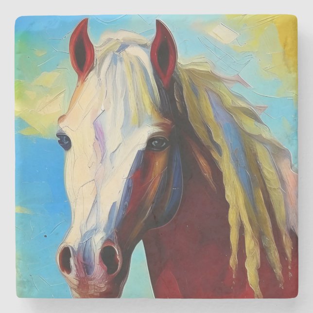 Porta-copo De Pedra Porta copos de cavalos (Frente)