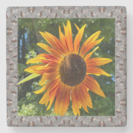 Porta-copo De Pedra Porta copos de fotos mármore com girassol de laran
