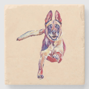 Porta-copo De Pedra Porta copos de mármore belga Malinois, pintada