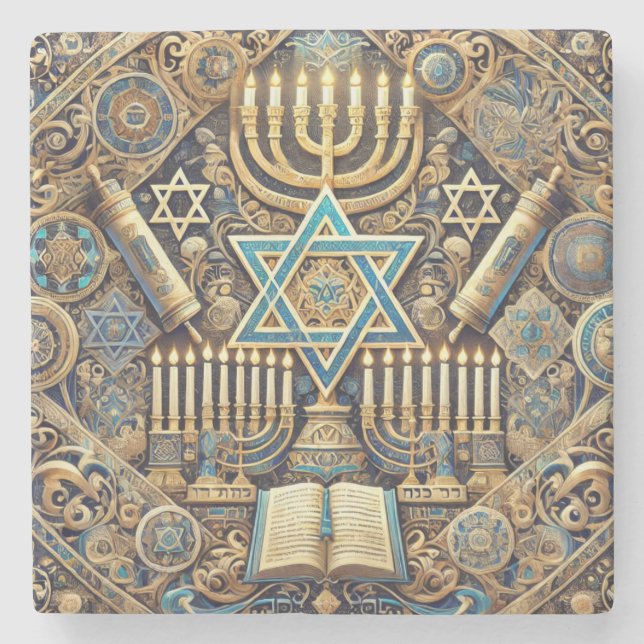 Porta-copo De Pedra Porta copos de mármore judeu (Frente)