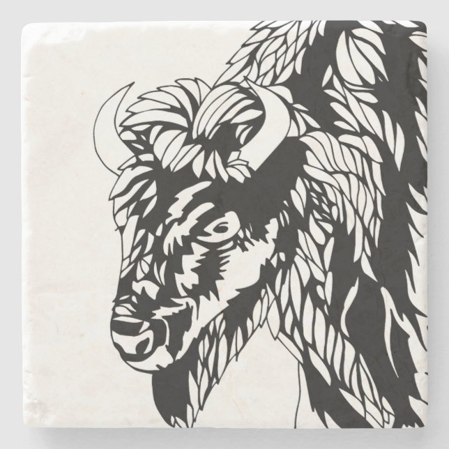 Porta-copo De Pedra Porta copos do búfalo (Frente)