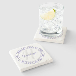 Porta-copo De Pedra Porta copos do Círculo Decorativo Púrpura Monogram