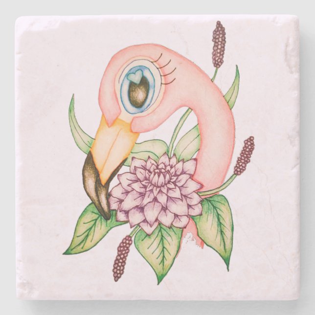 Porta-copo De Pedra Porta copos do flamingo (Frente)