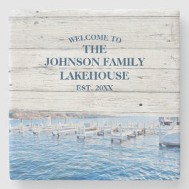 Porta-copo De Pedra Porta copos do Lake House do Nome da Família Perso