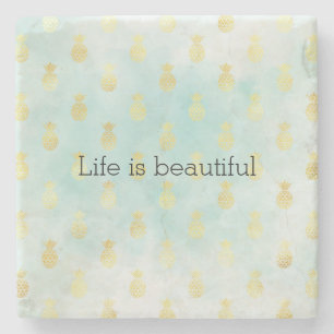 Porta-copo De Pedra Porta copos Dourada de Glama Tropical de Aqua Whit