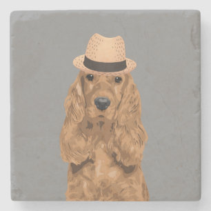 Porta-copo De Pedra Porta copos elegante de cocker spaniel para