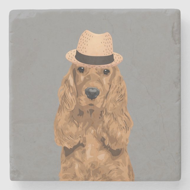 Porta-copo De Pedra Porta copos elegante de cocker spaniel para (Frente)