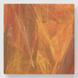 Porta-copo De Pedra Porta copos Fractal Abstrato de Laranja